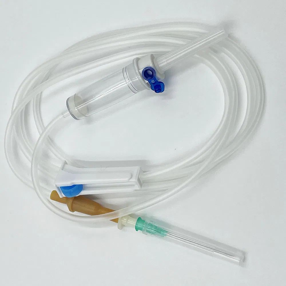 Juego de infusión IV desechable estéril sin látex disponible 1.5m con filtro de ventilación de aire