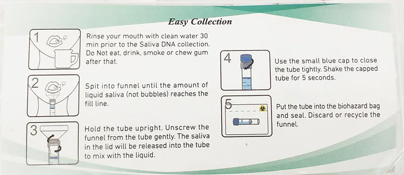 Kit desechable de recolección de saliva aprobado por CE/FDA para prueba de ADN/ARN a precio de fábrica