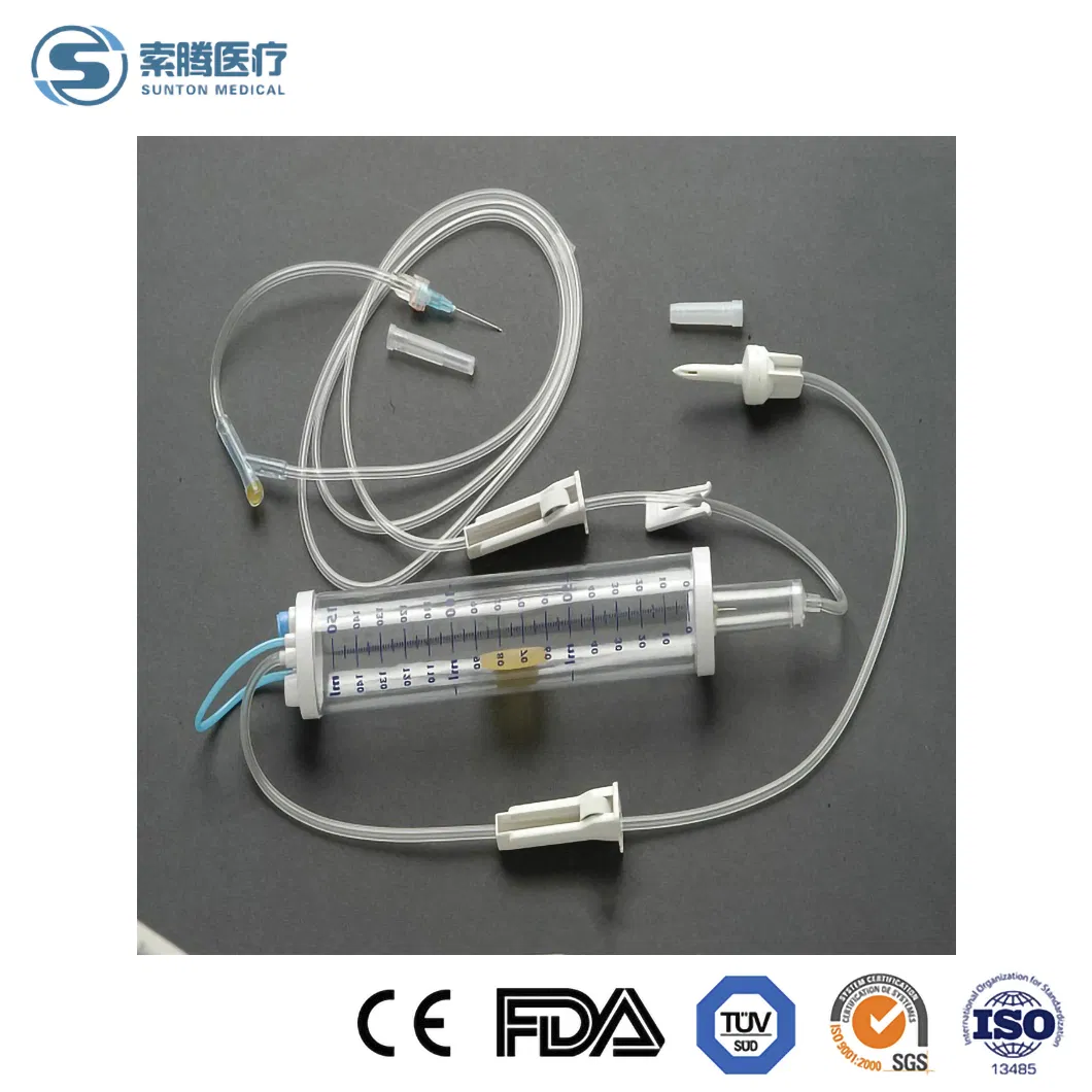 Proveedores de juego de infusión tipo bureta Sunton para pediatría en China, juego de infusión intravenosa estéril y desechable sin aguja, juego de inyección con bureta