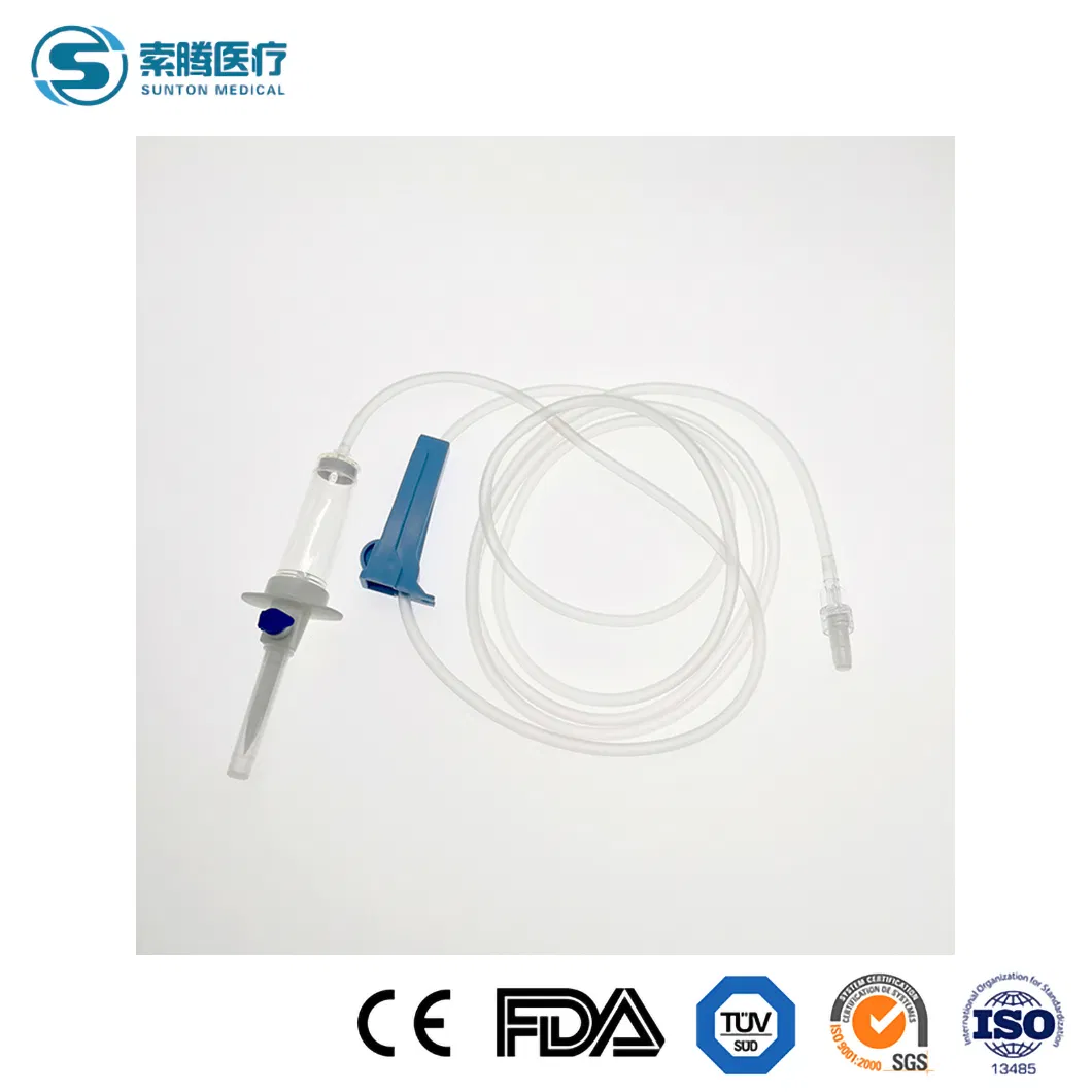 Proveedor de juego de infusión desechable Sunton Home Infusion Pump China, aguja mariposa con alas, juego de infusión desechable, juego de administración IV con regulador de flujo