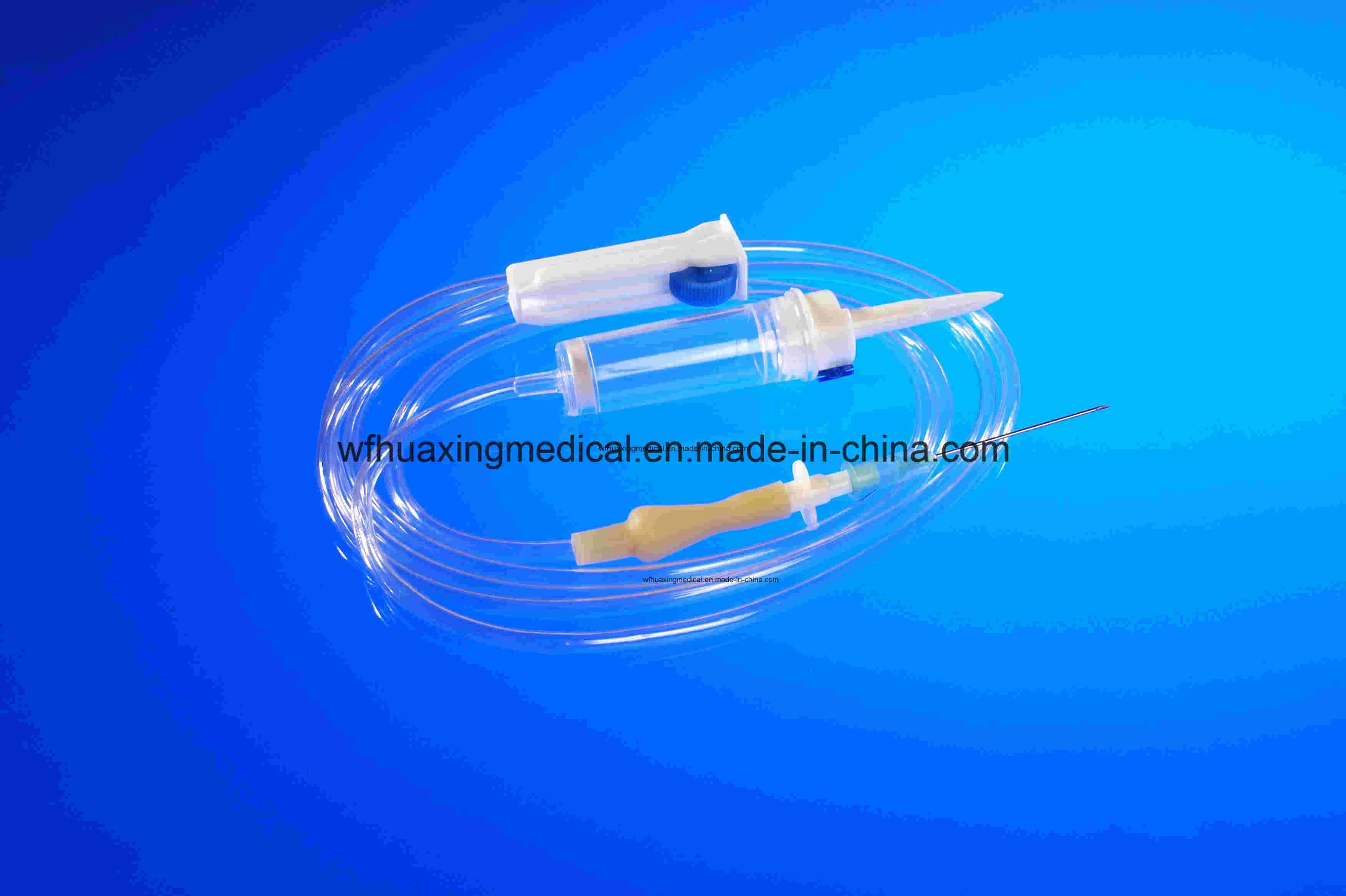 Juego de infusión IV desechable con espiga de metal, suero, filtro de precisión, sangre, set médico IV