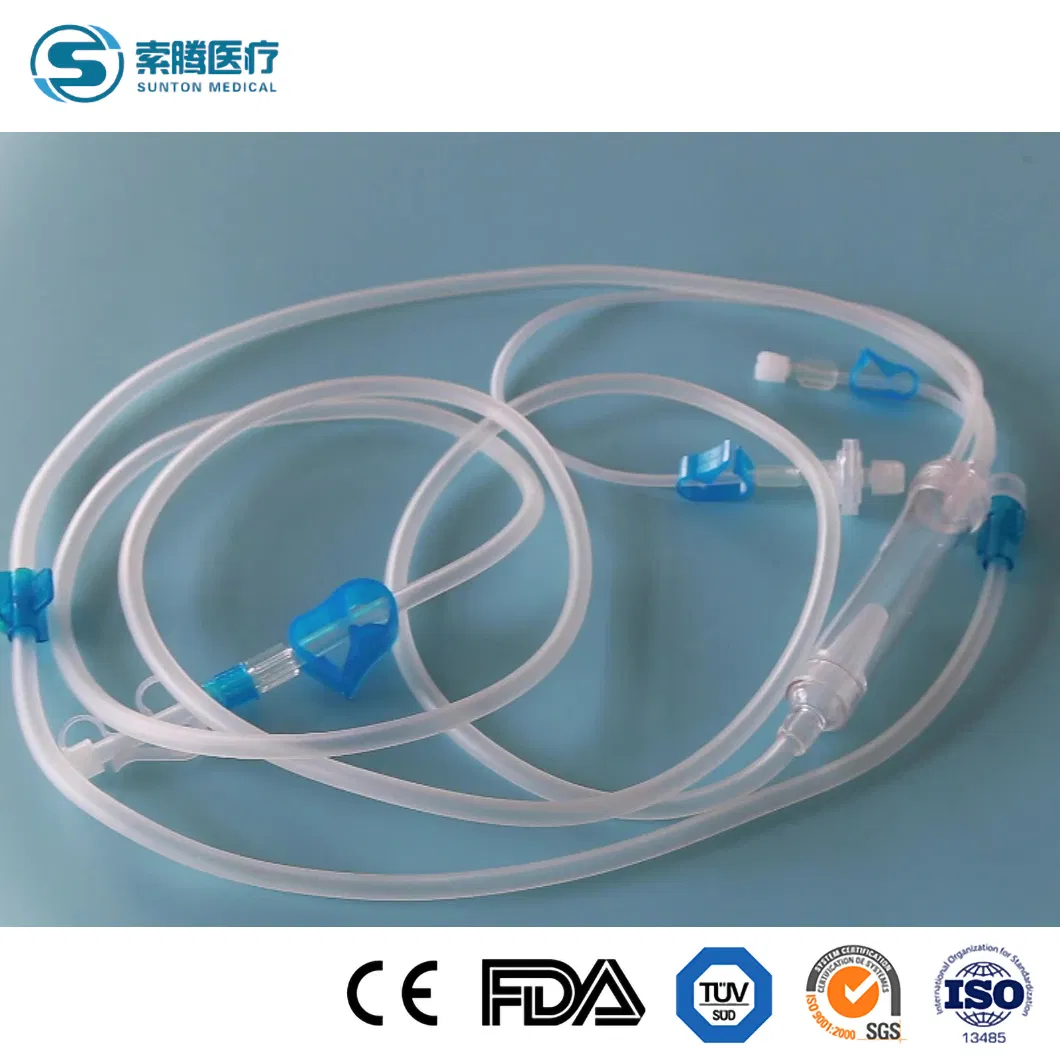 Conjunto de extensión del regulador de flujo Sunton IV Filtro Conjunto de infusión Fabricantes de sistemas de infusión con alas Conjunto de infusión IV desechable de alta calidad con pica