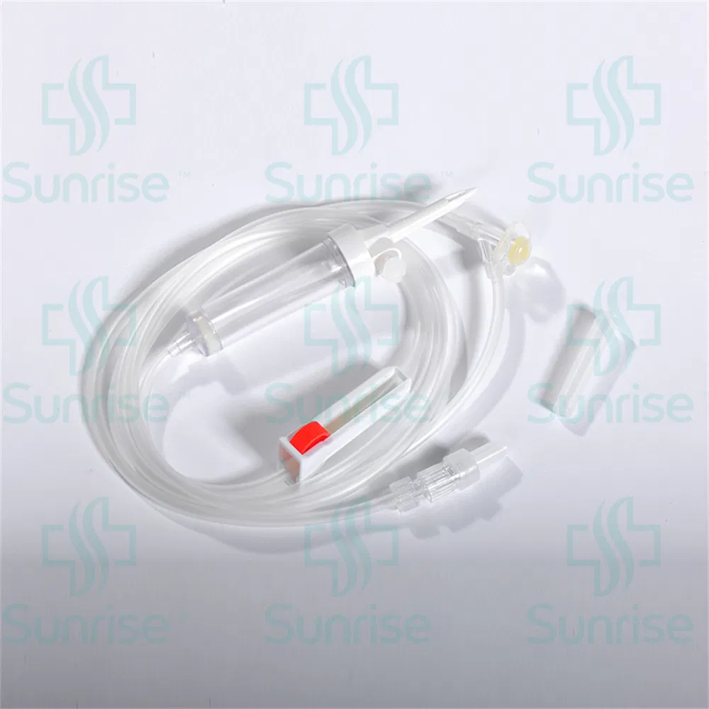 Juego de infusión desechable médico portátil con tubo de PVC libre de DEHP
