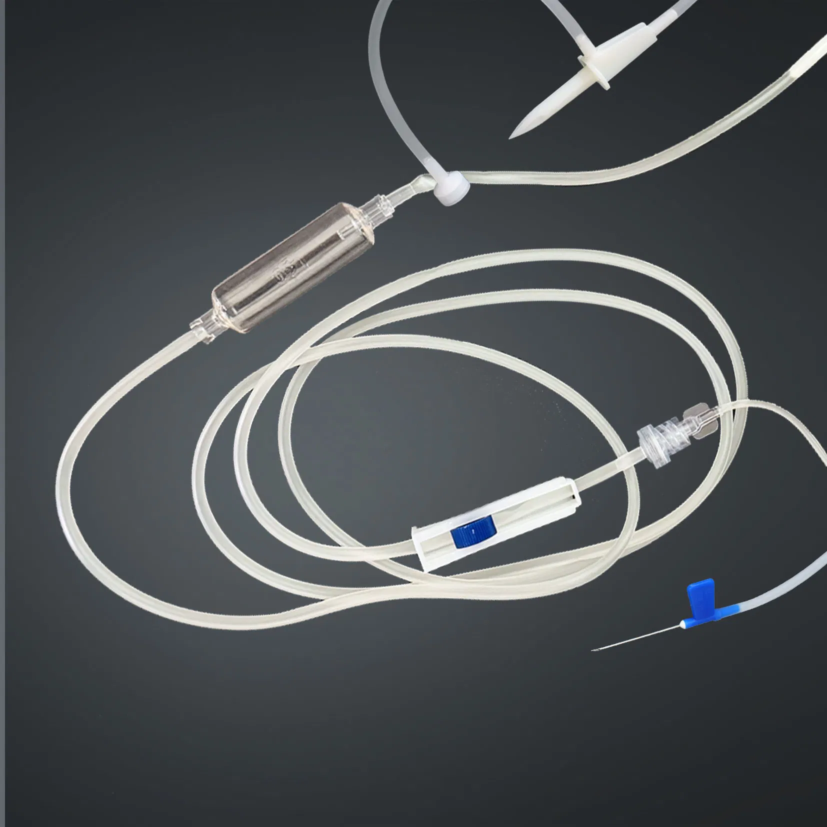 Juego de infusión estéril desechable médico con aguja