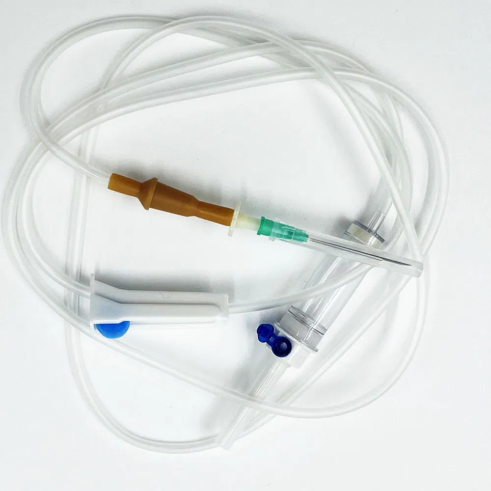 Conjunto de infusión médica premium para una entrega segura y precisa. Conjunto de infusión desechable con control de flujo de precisión y esterilidad