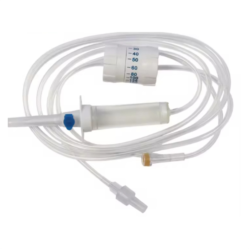 Conjunto de tubos de infusión de microgravedad con regulador de flujo IV