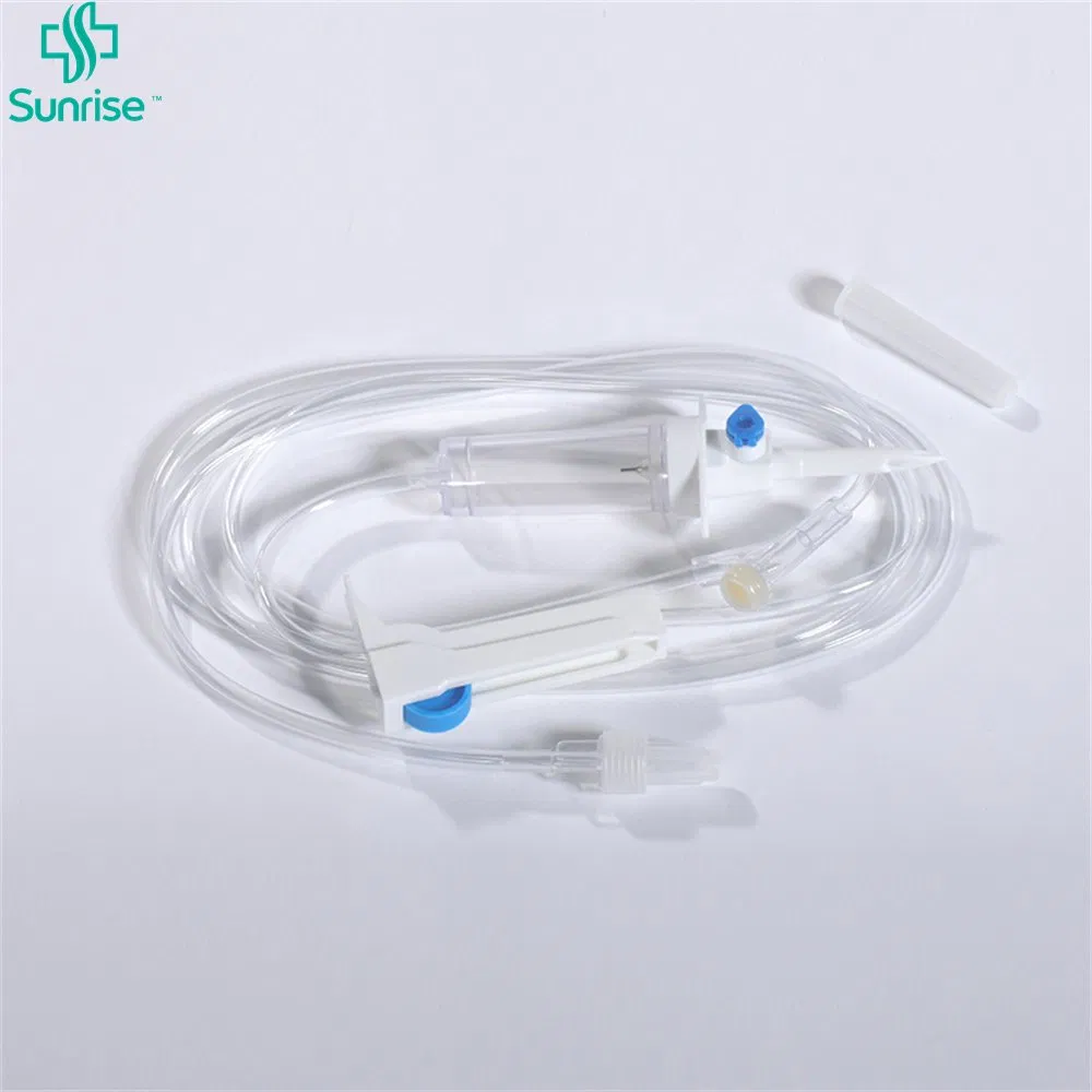 Juego de infusión desechable médico portátil con tubo de PVC libre de DEHP