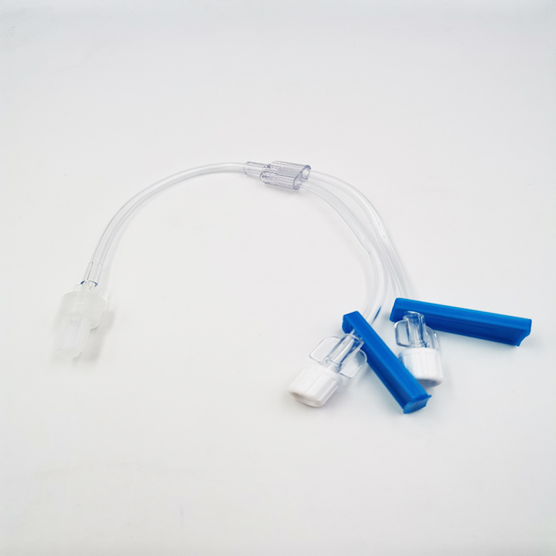 Juego de infusión de tubo de extensión de un solo, doble y triple lumen con válvula sin aguja y regulador de flujo