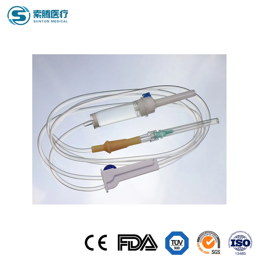 Conjunto de infusión desechable Sunton Gravity Infusion Fabricación de consumibles médicos en China/Conjunto de infusión microset con adaptadores sin aguja
