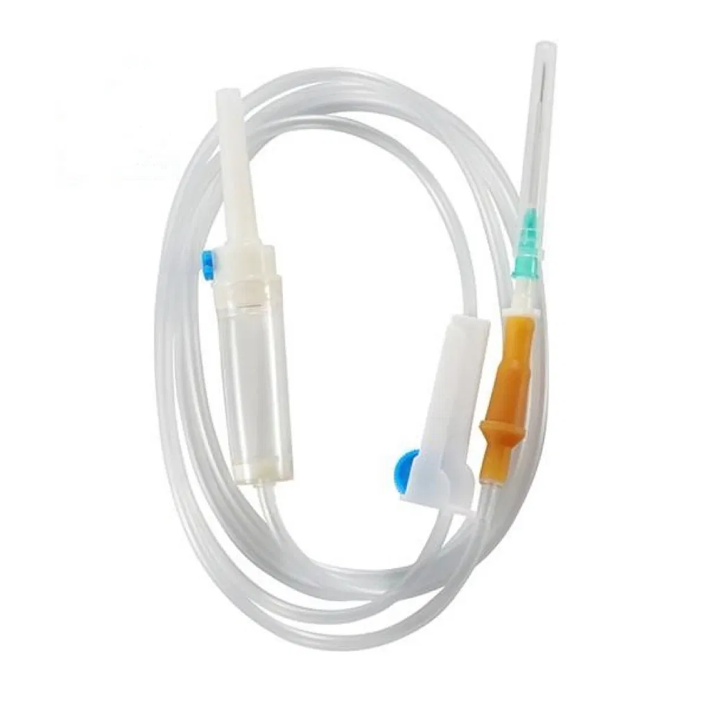 Juego de infusión IV desechable estéril médico con aguja