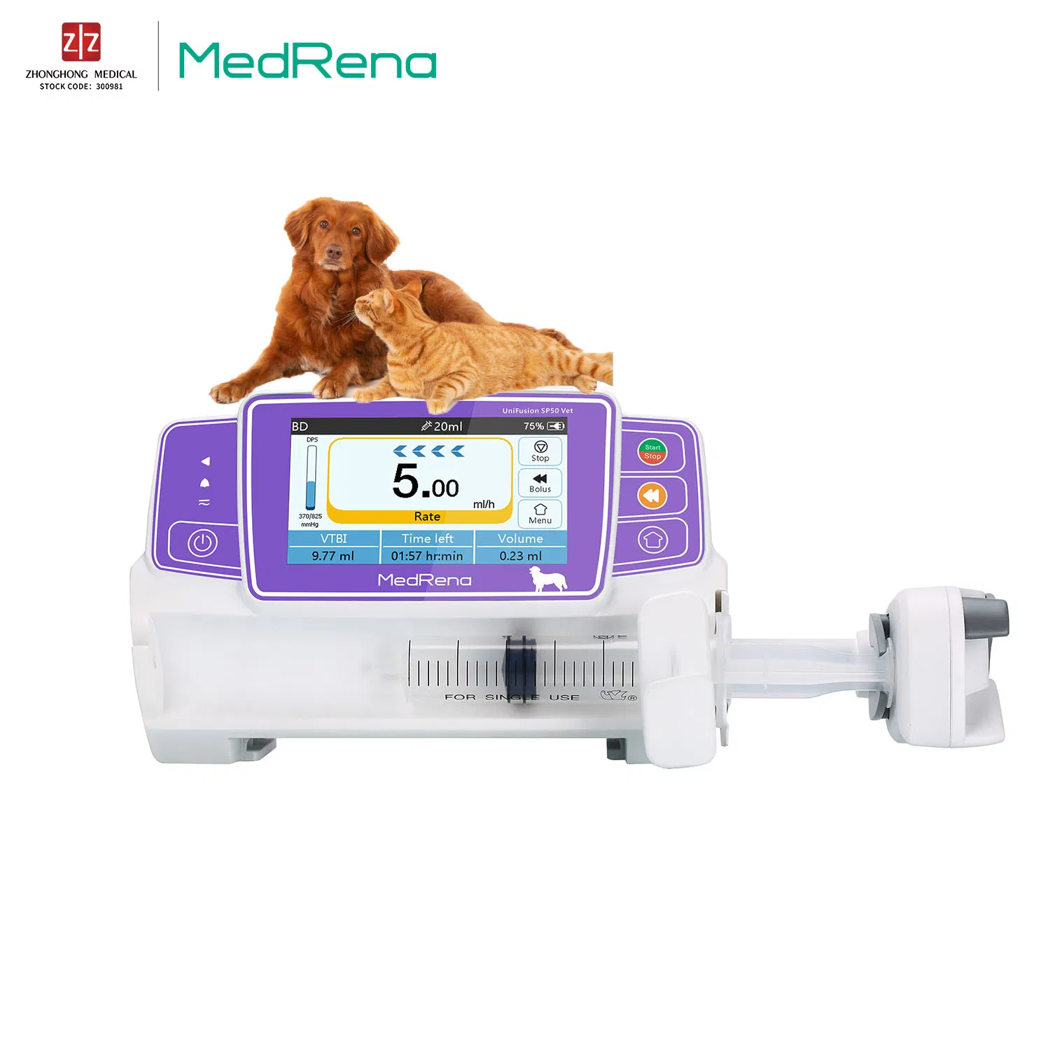 Bomba de infusión veterinaria médica multifuncional Medrena Mini