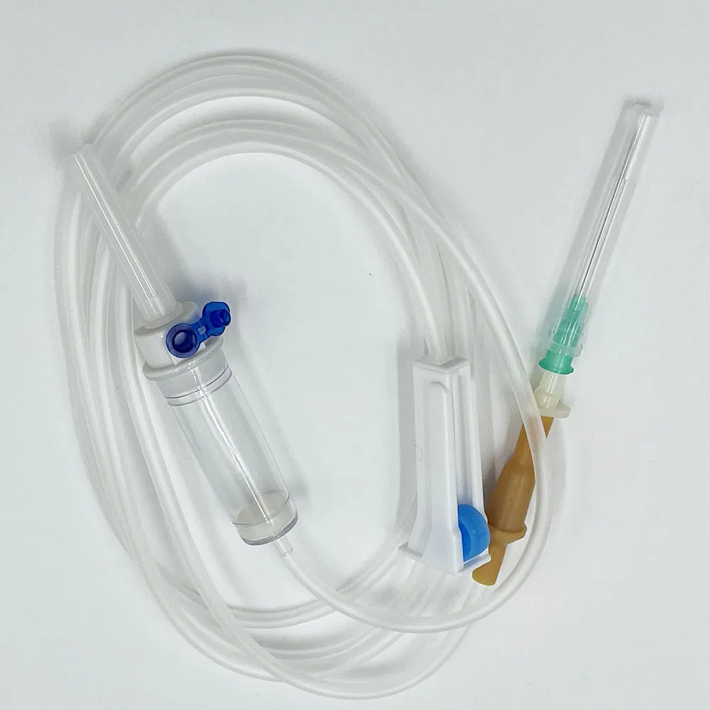 Juego de infusión IV desechable estéril sin látex disponible 1.5m con filtro de ventilación de aire