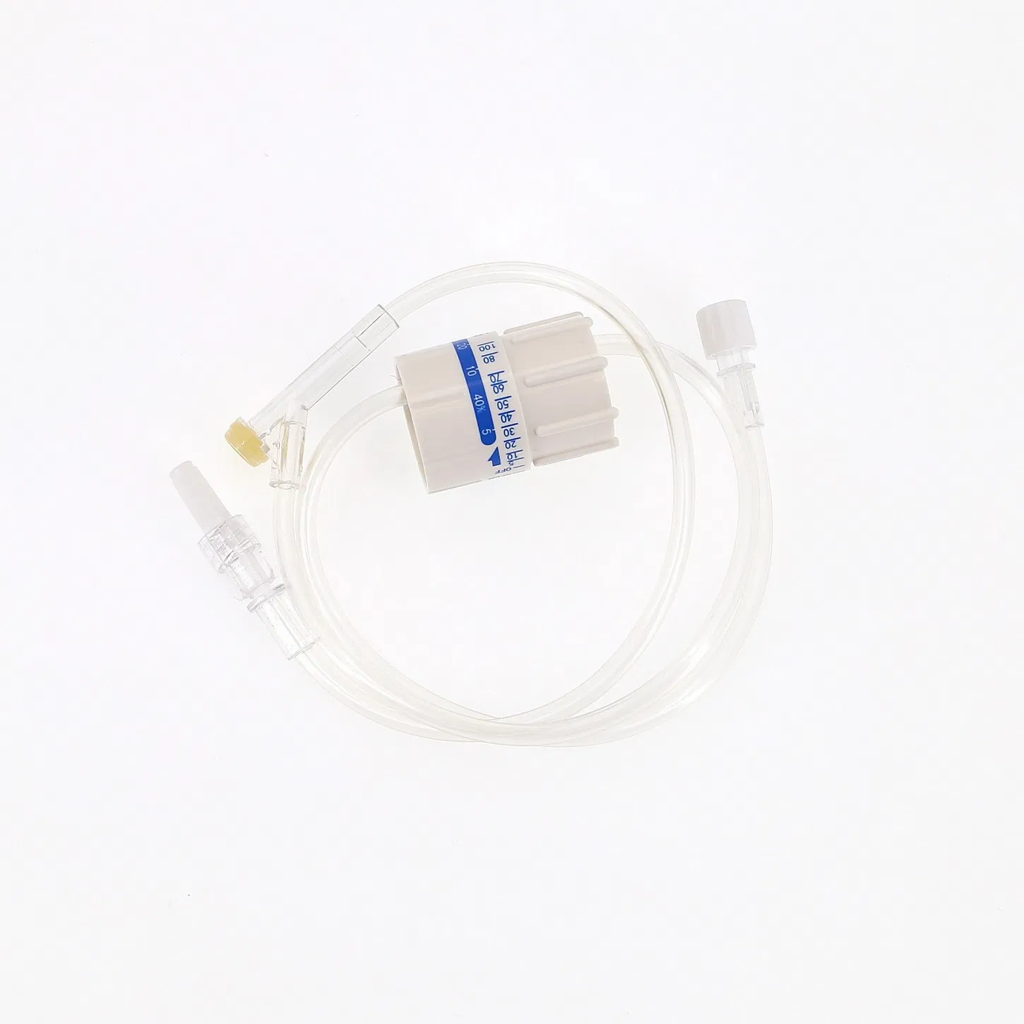Conjunto de infusión intravenosa desechable estéril con aguja Luer Slip y Luer Lock, filtro de ventilación de aire disponible, libre de látex, con regulador de flujo
