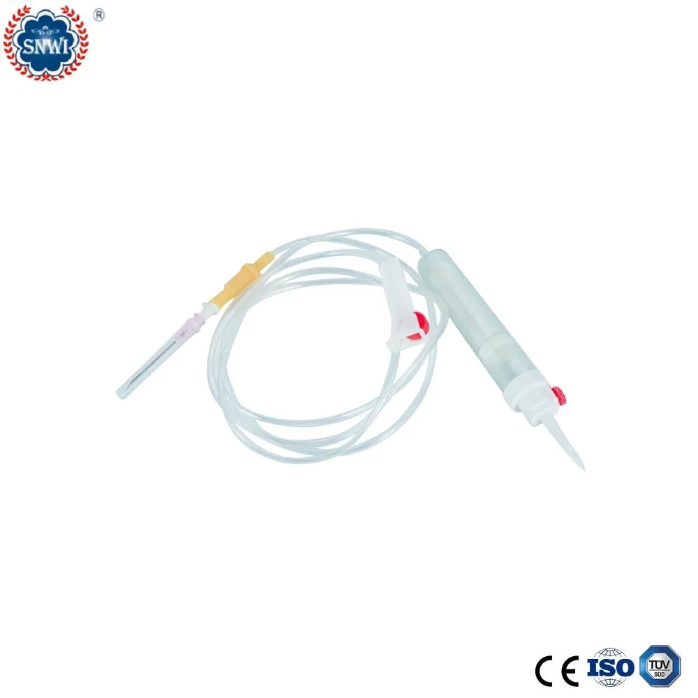 Juego de transfusión de sangre por gravedad desechable estéril médico para infusión intravenosa con filtro