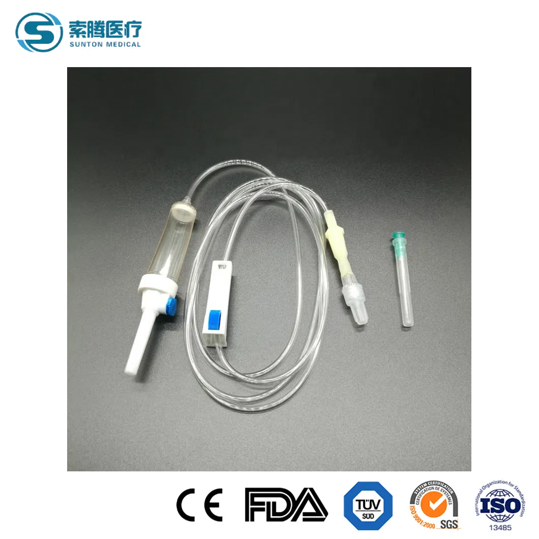 Conjunto de infusión PVC Sunton Fabricante de conjuntos de infusión IV en China Piezas de control de flujo de precisión Conjunto de extensión de administración IV Conjunto de infusión con filtro Conjunto de infusión