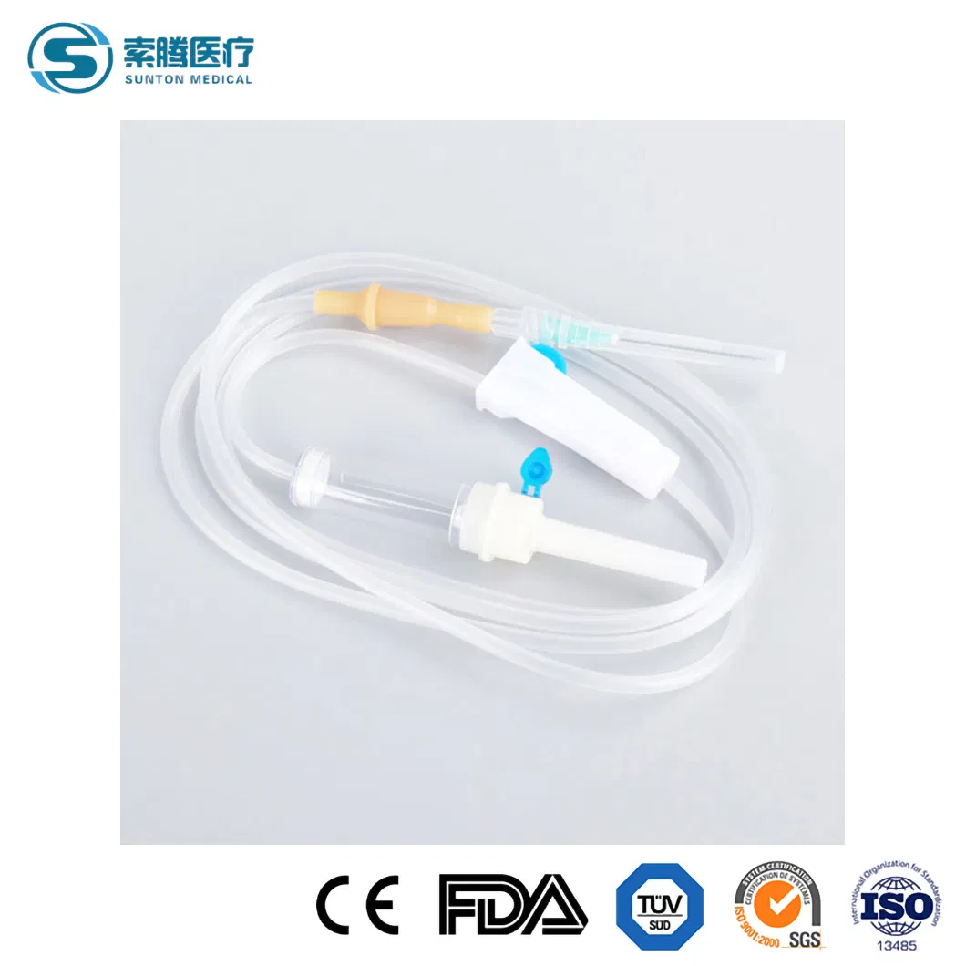 Conjunto de Infusión de Regulador de Flujo Sunton IV Fabricantes de Conjuntos de Infusión con Filtro de China Conjunto Microgotas Pediátrico Conjunto de Infusión I. V. con Bureta 100ml y 150ml 4 Maneras