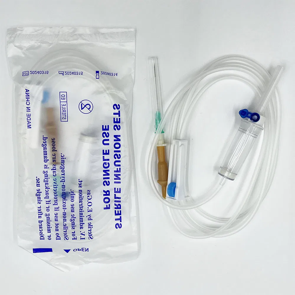 Juego de infusión IV desechable estéril sin látex disponible 1.5m con filtro de ventilación de aire