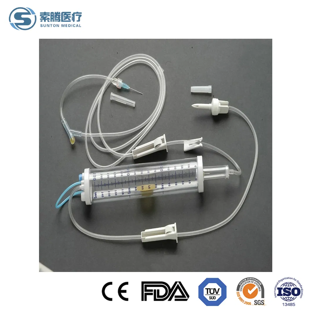 Proveedores de juego de infusión tipo bureta Sunton para pediatría en China, juego de infusión intravenosa estéril y desechable sin aguja, juego de inyección con bureta