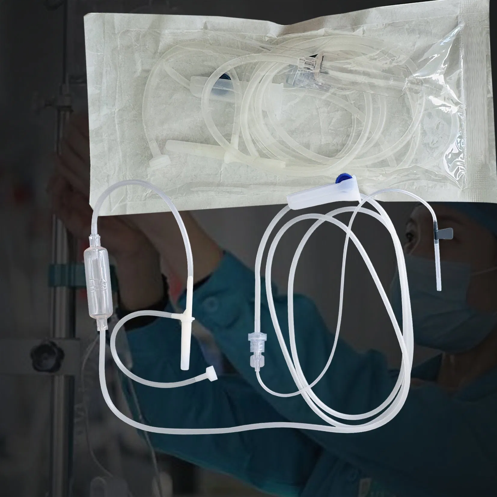 Juego de infusión estéril desechable médico con aguja