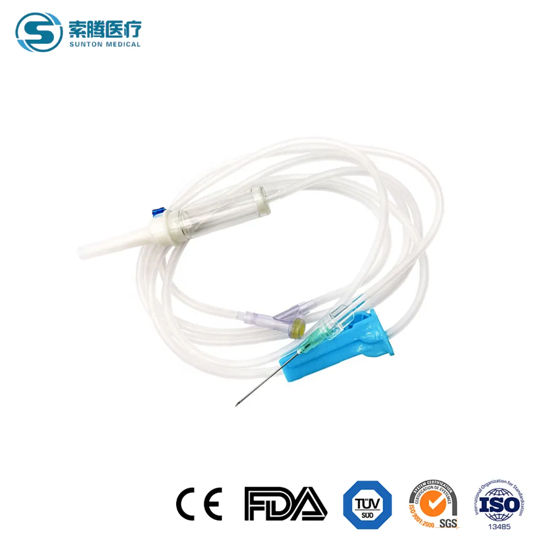 Conjunto de infusión Sunton Top Winged de China, conjunto de infusión estéril de fábrica médica, libre de DEHP, de un solo uso, partes de bureta del conjunto de infusión intravenosa pediátrica, conjunto de administración con filtro