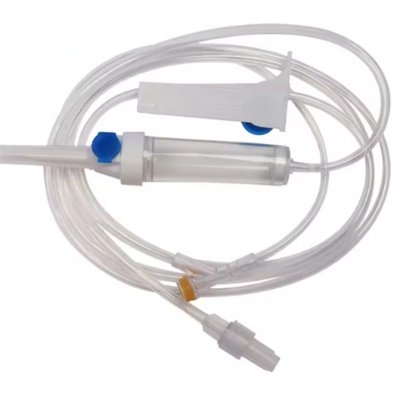 Conjunto de tubos de infusión de microgravedad con regulador de flujo IV