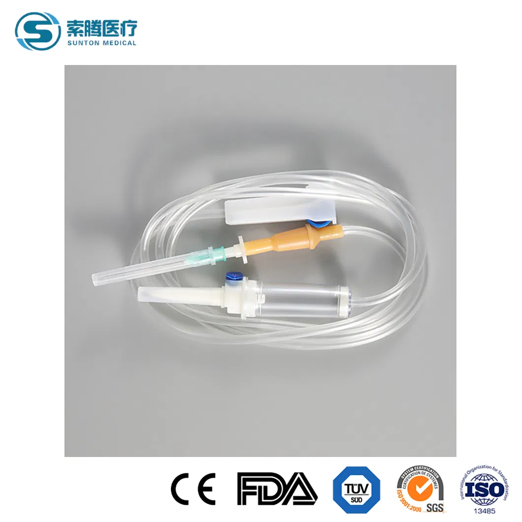 Conjunto de extensión del regulador de flujo Sunton IV Filtro Conjunto de infusión Fabricantes de sistemas de infusión con alas Conjunto de infusión IV desechable de alta calidad con pica
