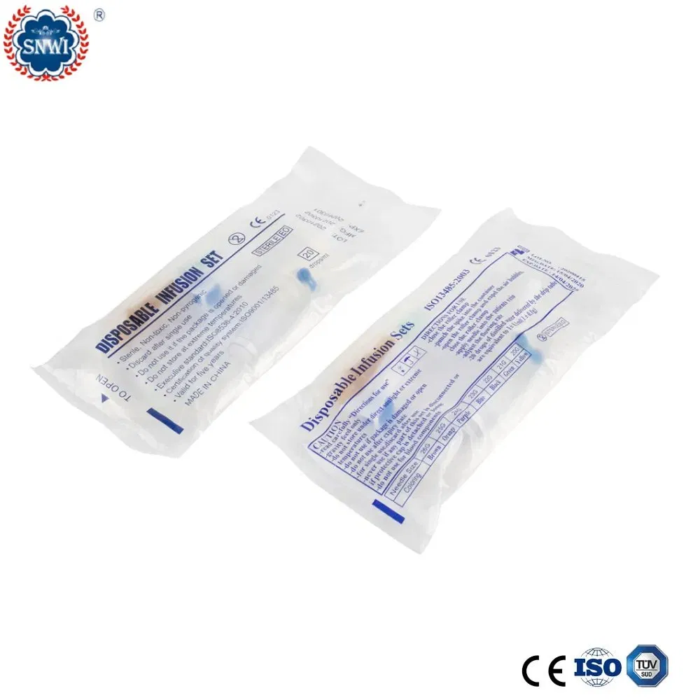 Conjunto de infusión IV desechable estéril de venta al por mayor con reguladores de precisión y sitio Y