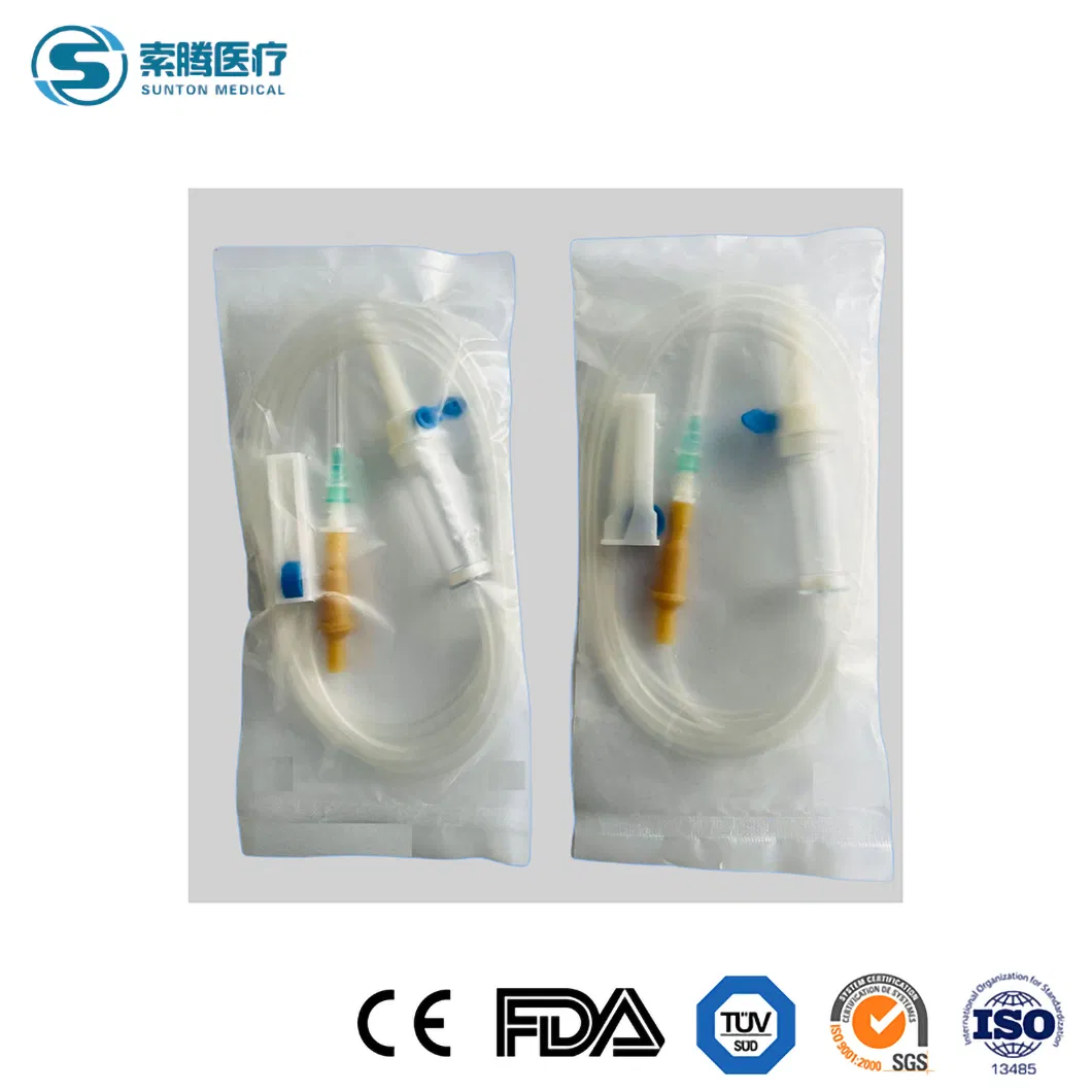 Conjunto de infusión desechable Sunton Gravity Infusion Fabricación de consumibles médicos en China/Conjunto de infusión microset con adaptadores sin aguja