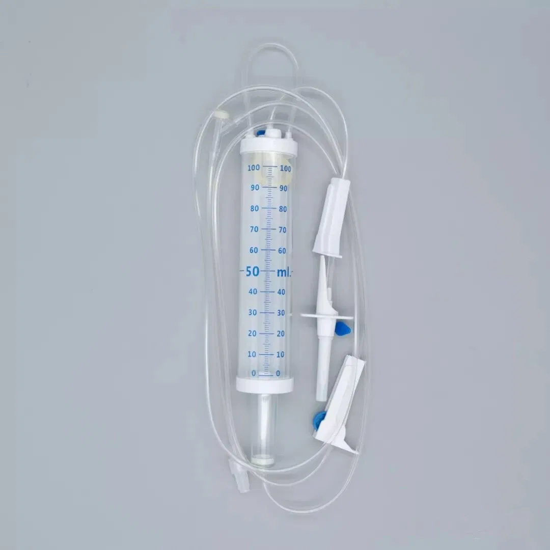 Producto de venta caliente, juego de infusión desechable con bureta para suministros médicos desechables