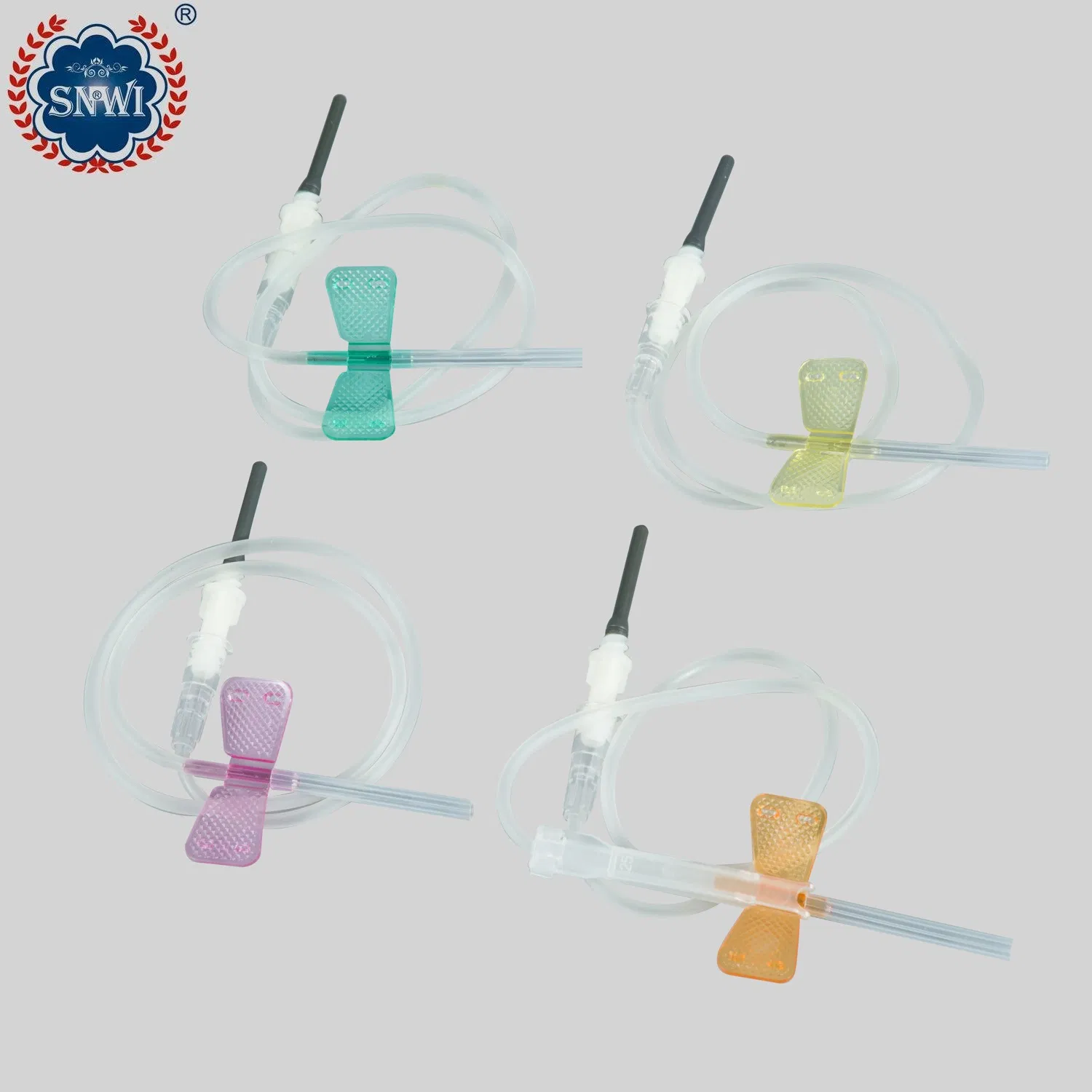 Conjunto de aguja mariposa de seguridad para infusión e inyección con alas de Luer