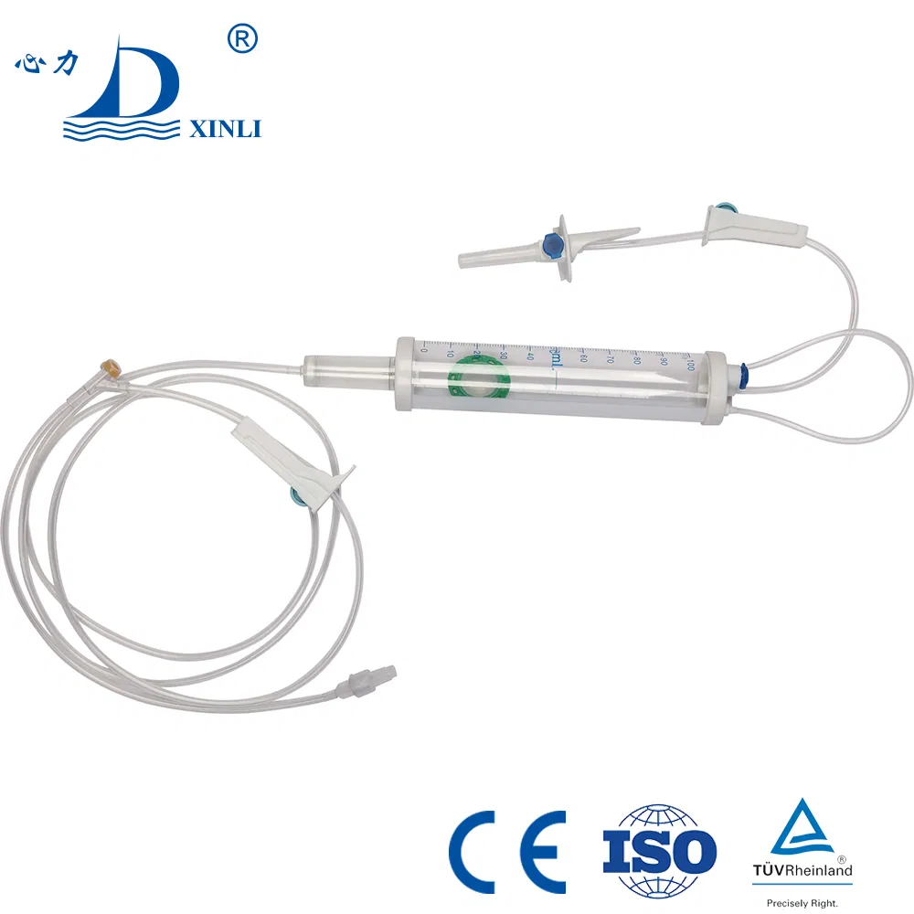 Set de infusión desechable estéril para IV pediátrico tipo microgotero con bureta