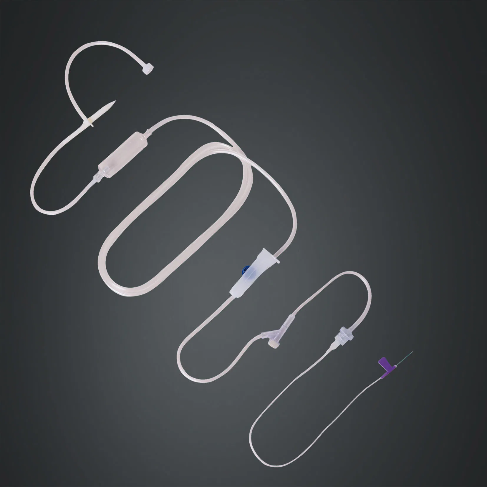 Juego de infusión IV desechable de PVC premium para uso médico