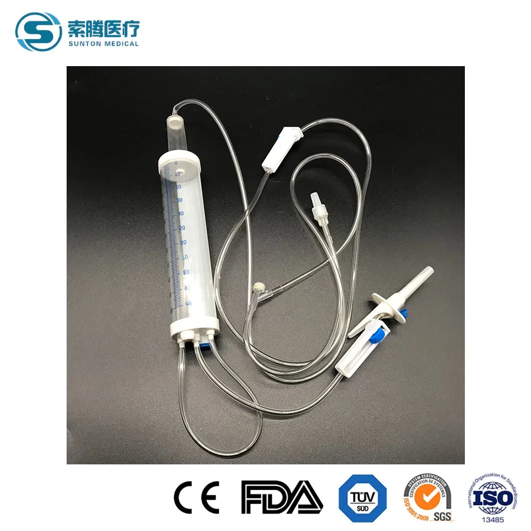 Proveedores de juego de infusión tipo bureta Sunton para pediatría en China, juego de infusión intravenosa estéril y desechable sin aguja, juego de inyección con bureta