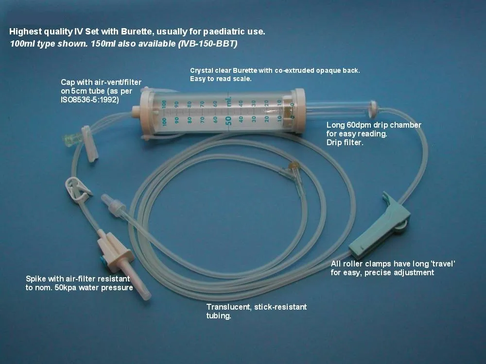 Conjunto de infusión de bureta médica estéril tipo IV 1