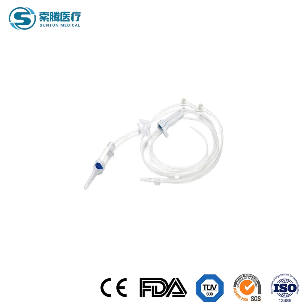 Conjuntos de infusión Sunton Tandem China Fabricantes de conjuntos de infusión de bureta Conjunto de infusión desechable/Regulador de flujo IV Extensión Conjunto IV macro y micro