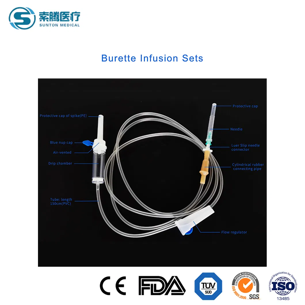 Conjunto de infusión Sunton Soluset Proveedor de conjunto de infusión de precisión de China Conjunto de infusión macrogotas Conjunto de infusión desechable Aguja de infusión venosa de seguridad Conjunto de vena de seguridad