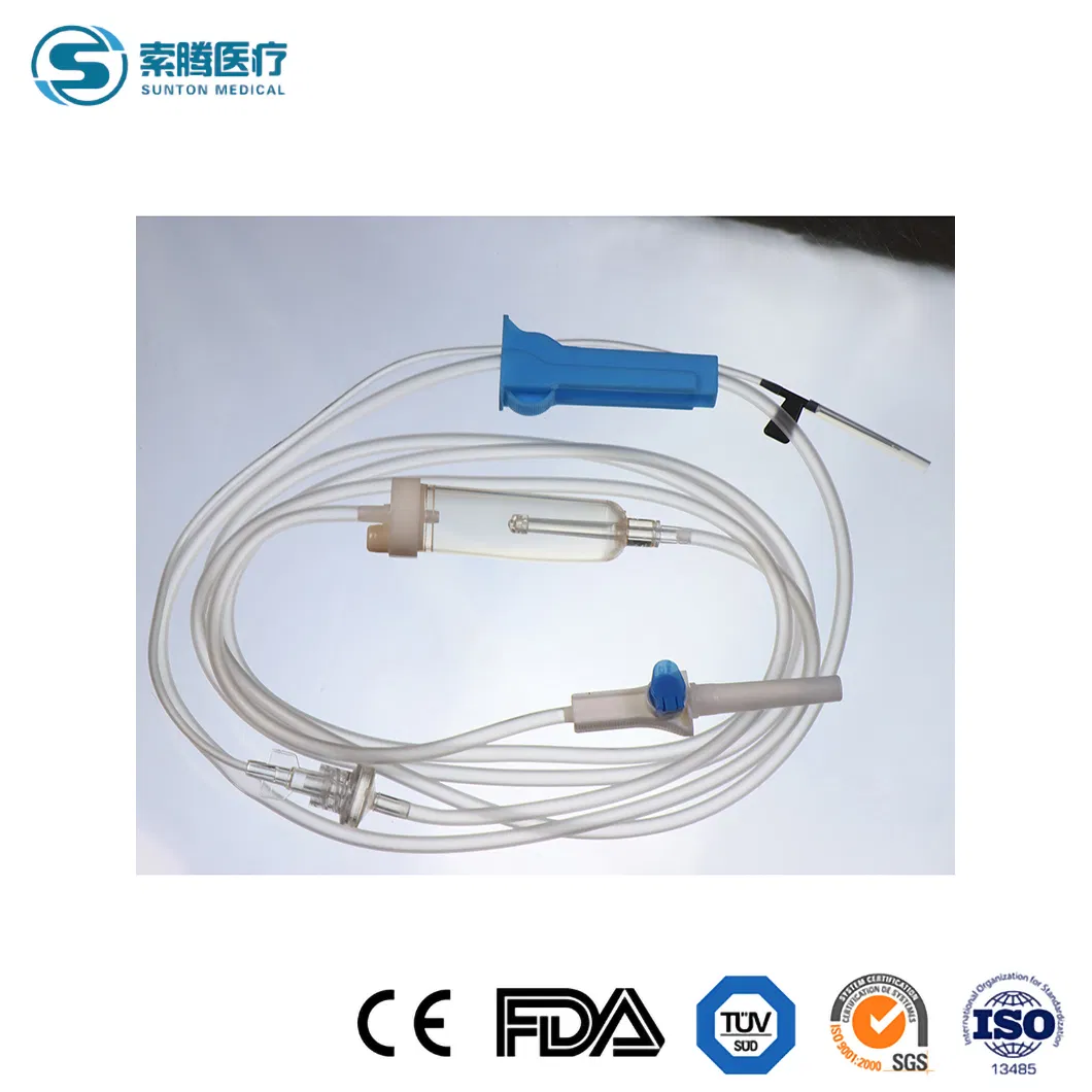 Fabricantes de juegos de infusión de bureta de bomba de insulina Sunton en China, juego de infusión IV, juego de micro goteo y juego de macro goteo con aguja mariposa 22g