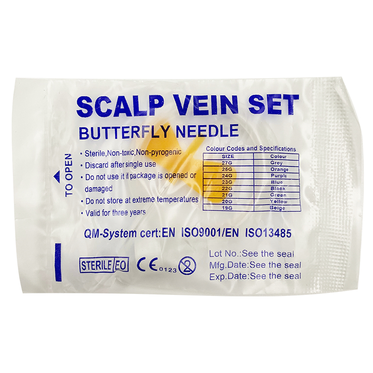 Venta Caliente Doble Aguja de Infusión Médica con Alas para Venas