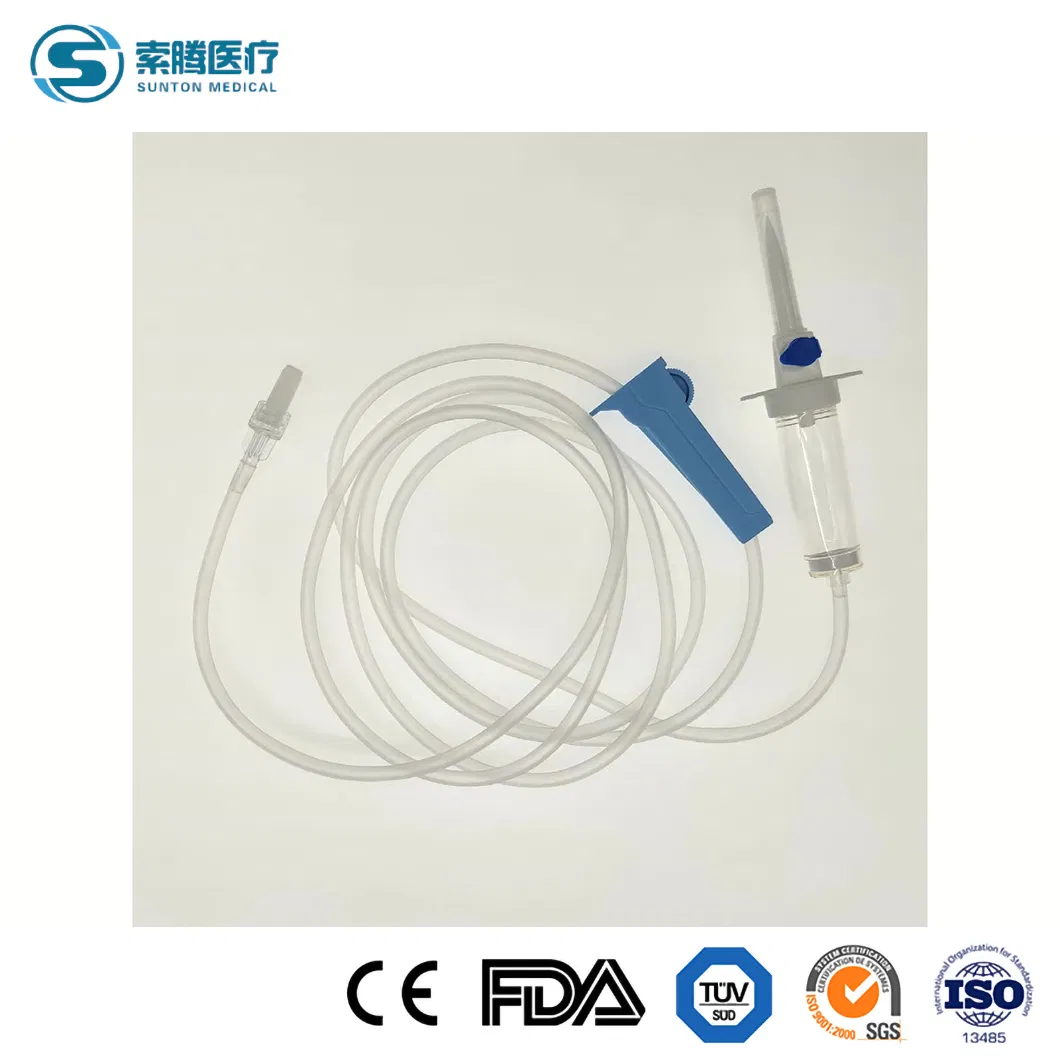 Conjunto de extensión del regulador de flujo Sunton IV Filtro Conjunto de infusión Fabricantes de sistemas de infusión con alas Conjunto de infusión IV desechable de alta calidad con pica