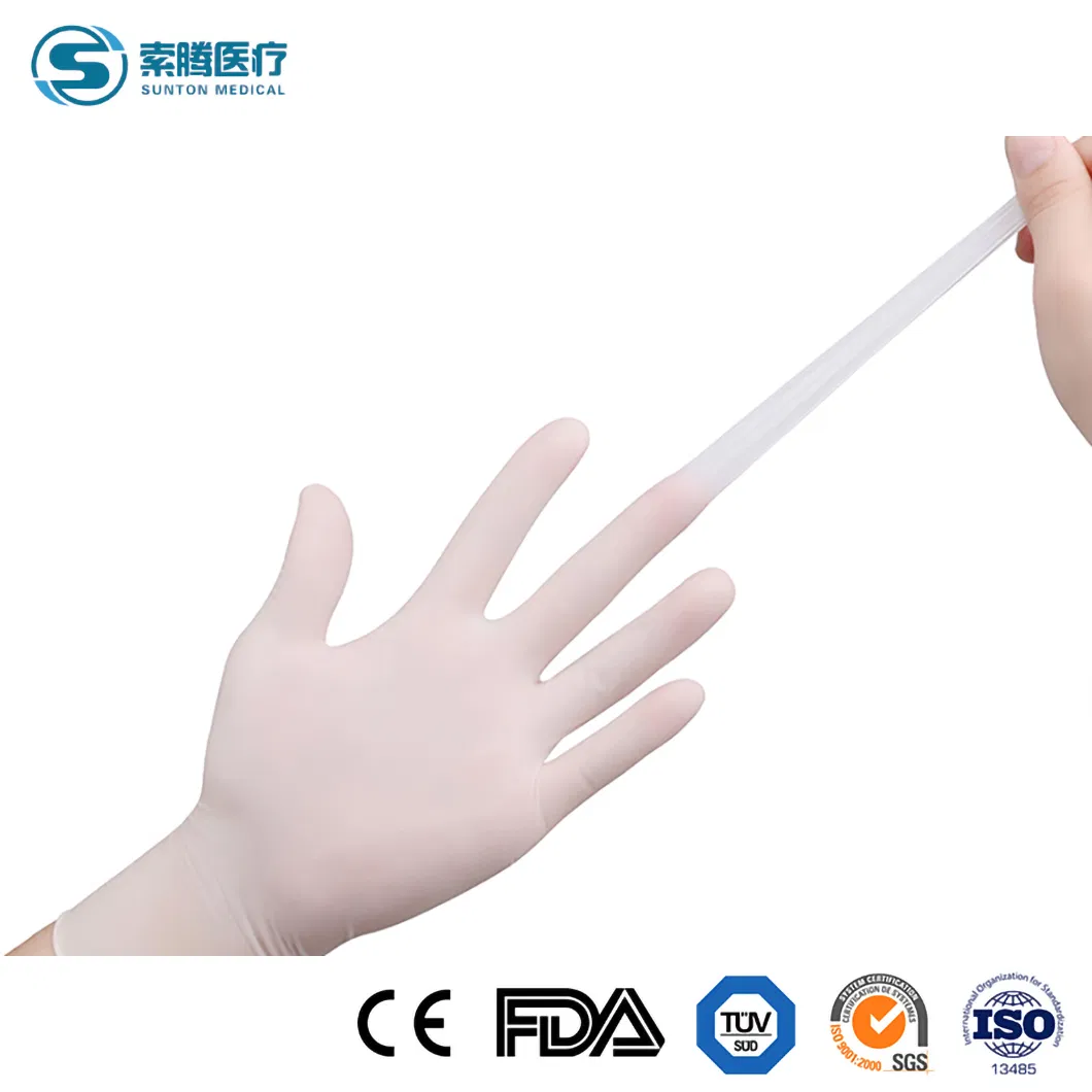 Luvas de Látex Antibacterianas de Alta Qualidade Sunton China 100PCS/Box 10boxes/CTN Fornecedores de Luvas Cirúrgicas En388 Padrão de Segurança Luvas Médicas de Grau