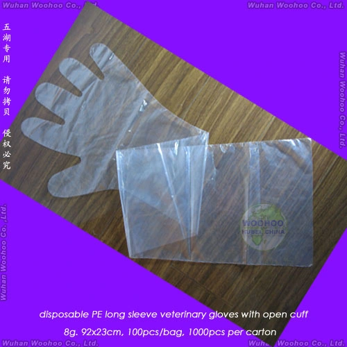 Luvas descartáveis de PE veterinárias de LDPE/EVA/CPE para exame retal com comprimento de ombro, manga longa para inseminação artificial em pecuária