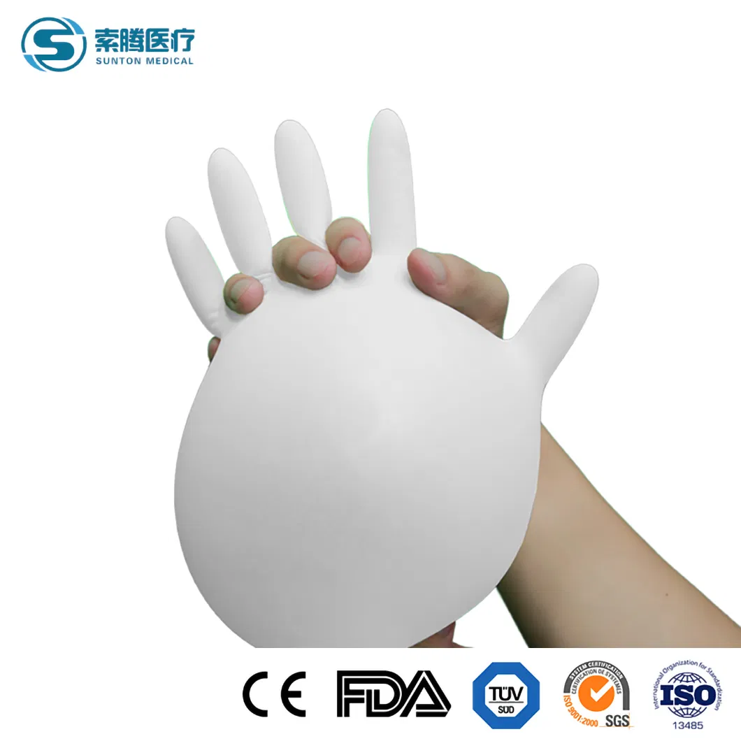 Luvas Cirúrgicas Padrão de Segurança Sunton GB4806.11-2016 Tipo de Desinfecção por Luz Ultravioleta Fabricadas na China Luvas de Látex de Grau Médico Amostra Grátis