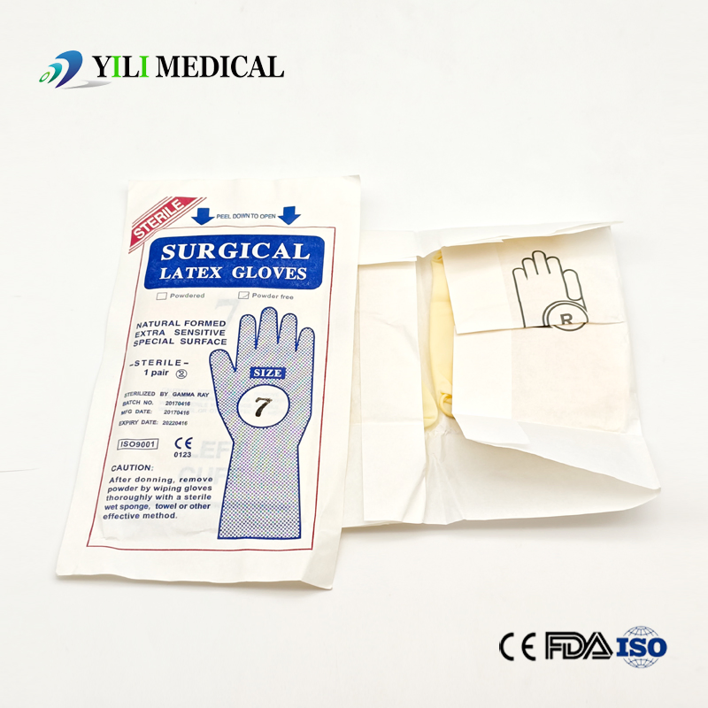 Luvas de látex em pó descartáveis para cirurgia médica