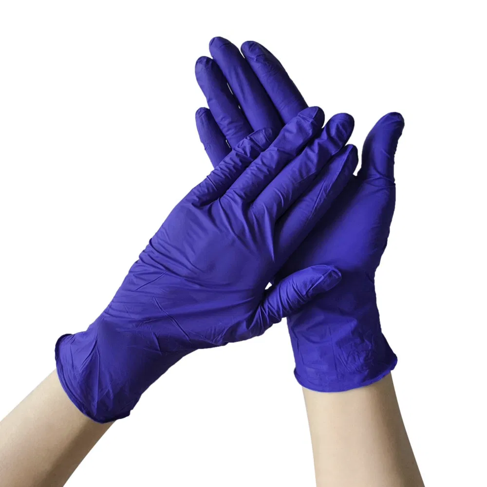 Luvas Cirúrgicas Descartáveis de Nitrilo Roxo Profundo Antiderrapantes para Gestão de Feridas