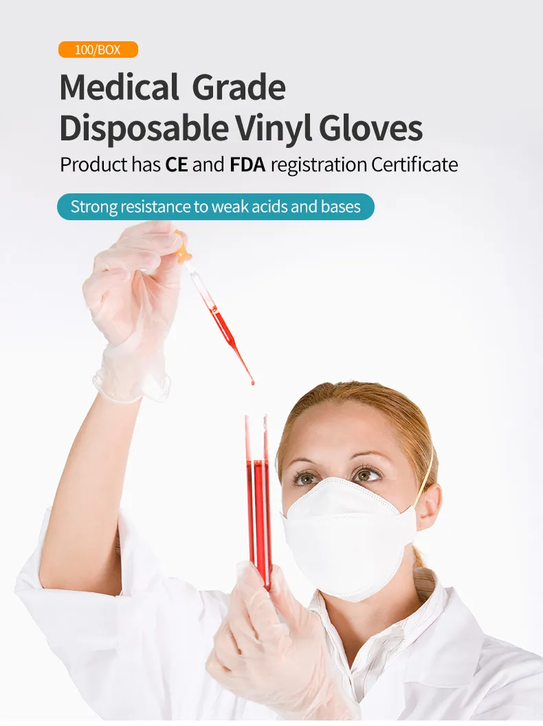 Luvas de PVC Vinil para Trabalho em Casa, Confortáveis e Sem Pó