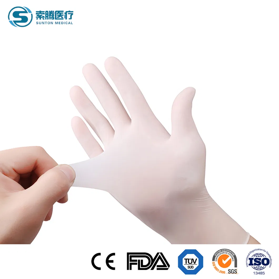 Luvas Descartáveis Impermeáveis de Látex da China Sem Pó / Superfície Livre de Látex Fornecedor de Mitten de Grau Médico Amostra Disponível Luvas Cirúrgicas Estéreis de Látex