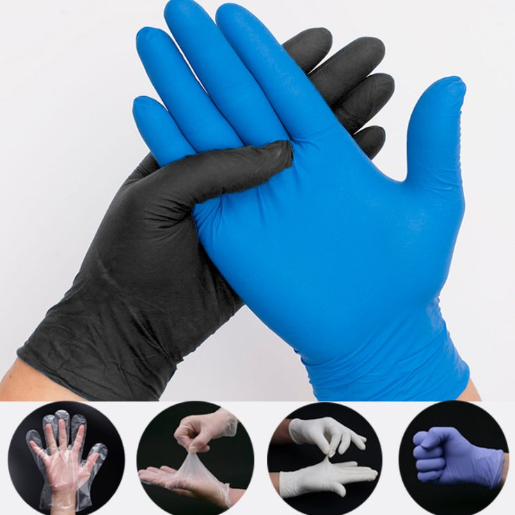 Luvas de Exame Cirúrgicas Descartáveis de Nitrilo Azul, Sem Látex e Sem Pó