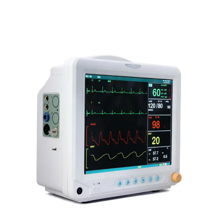 Monitor de Paciente Médico de UTI Hospitalar 6-Parameters 12.1-Inch Equipamento Portátil de Monitoramento de Sinais Vitais Multiparamétrico