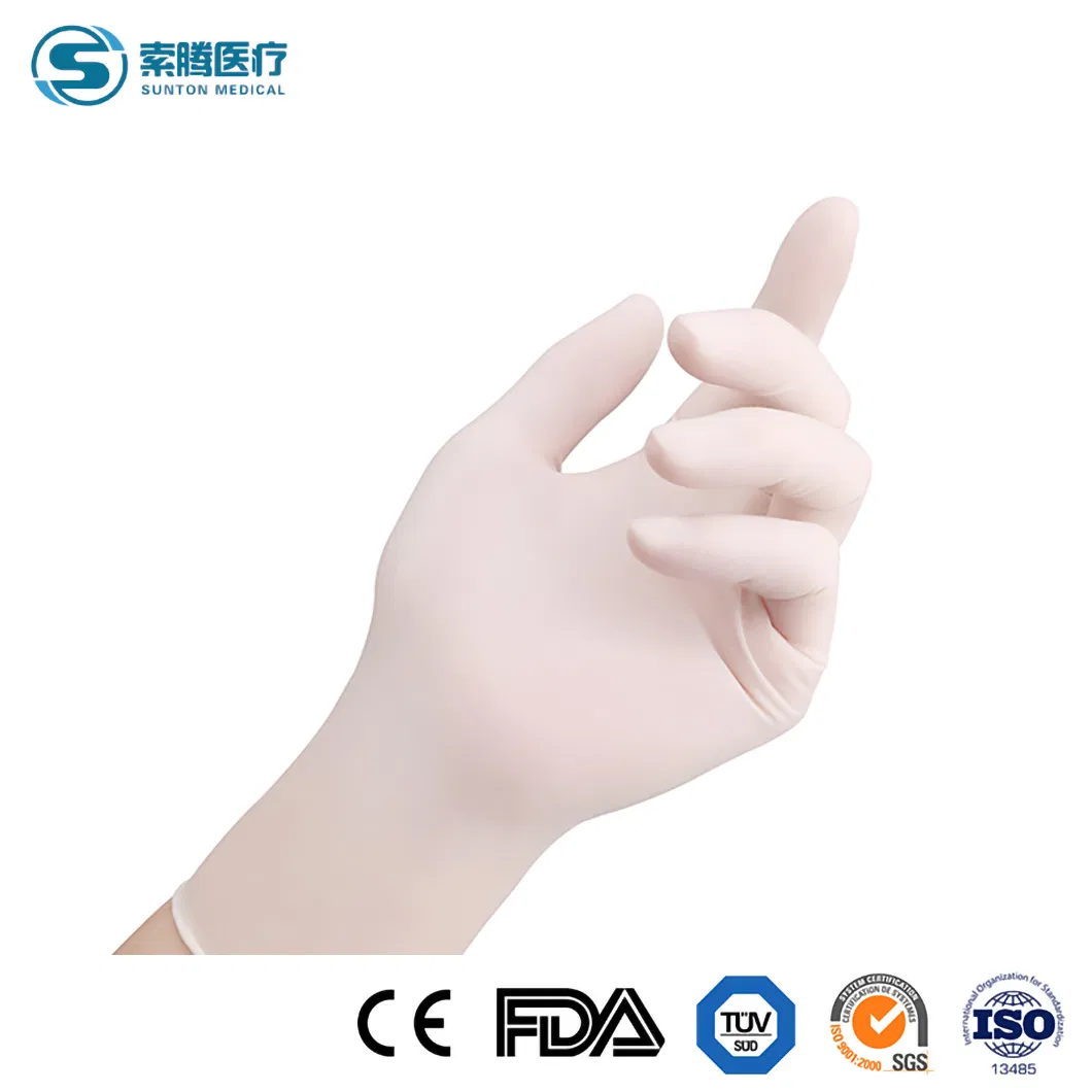 Luvas Estéreis Cirúrgicas Descartáveis Antibacterianas de Grau Médico Sunton China 100PCS/Box 10boxes/CTN Fabricação de Amostra Grátis Luvas de Látex
