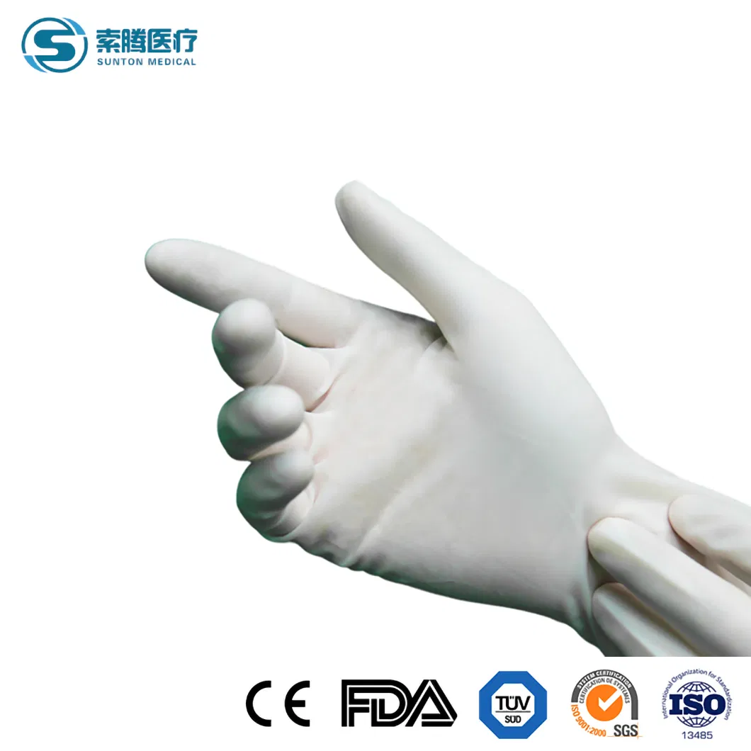 Luvas Cirúrgicas Estéreis de PVC Vinil Sem Pó da Sunton China 9inch (&ge; 23Cm) Fabricantes de Luvas de Látex En388 Padrão de Segurança Luvas Cirúrgicas Estéreis
